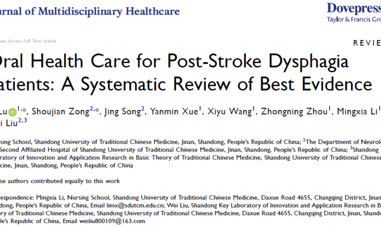 Oktober: Oral Health Care for Post-Stroke Dysphagia Patients: A Systematic Review of Best Evidence